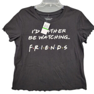 Love Tribe Black Shirt Friends The TV Series Print Tee Short Sleeve NEW Womens L